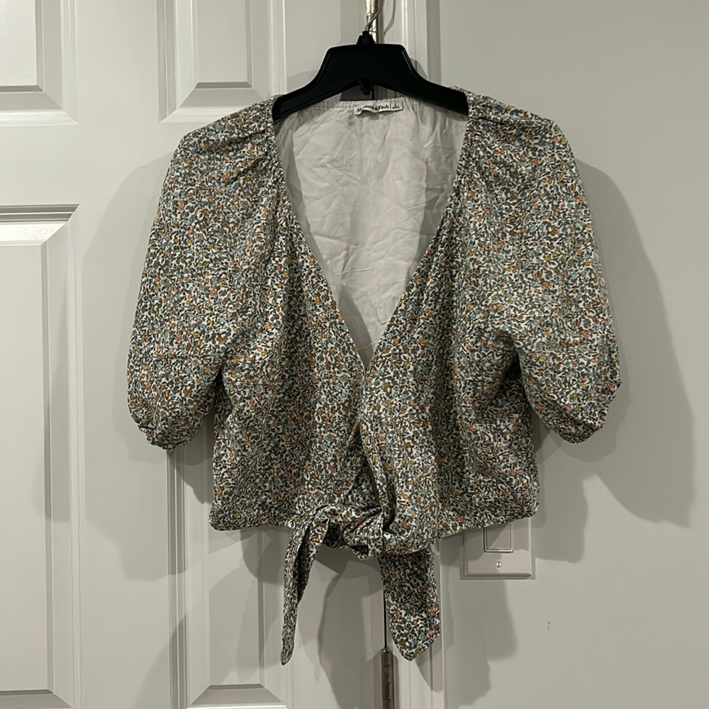 Abercrombie & Fitch Floral Blouse - Green and White